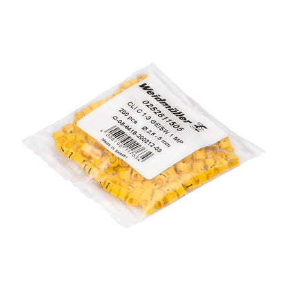 0251311676 - Yellow PVC Cable Marker 4x7mm, 100 Pack, -30 to 80°C  (Pack of 100)