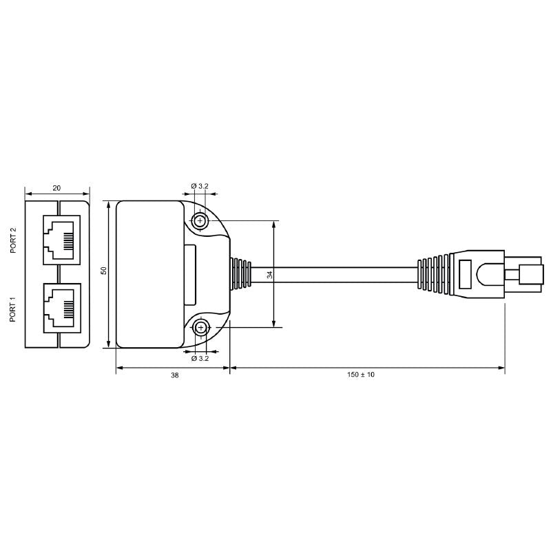 2539470000 - IP20 Cat.3 Cable Splitter Module in Light Grey