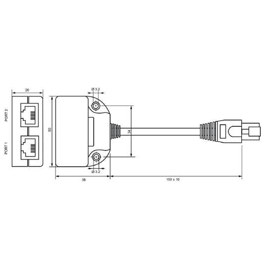 2539470000 - IP20 Cat.3 Cable Splitter Module in Light Grey