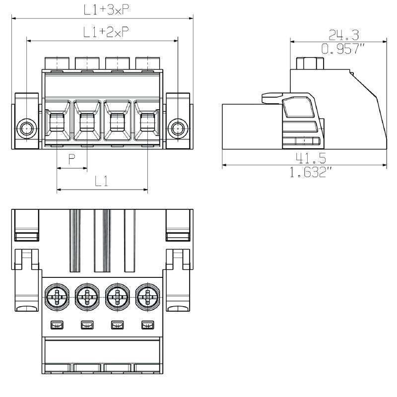 1931840000 - 7.62mm 5-Pole PCB Connector with 180° Clamping Yoke  (Pack of 50)