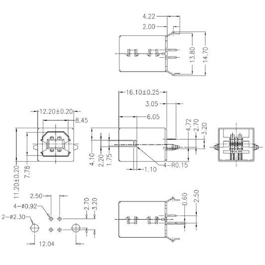 2710810000 - USB 3.0 Type B Connector, 480 Mbps, Through-Hole Design  (Pack of 110)