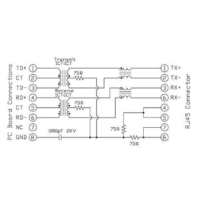 2562140000 - RJ45 Transformer Jack with 180° Elbow, 8 Poles  (Pack of 120)