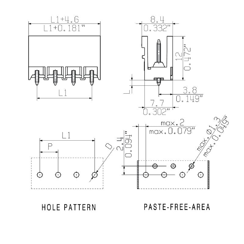 1841130000 - 5.00mm 22-Pole Male PCB Connector with 180° Elbow  (Pack of 20)