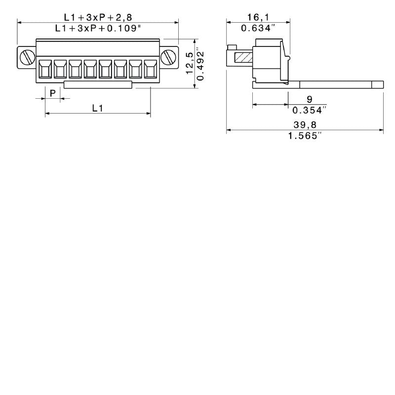 1072230000 - 3.81mm 14-Pole PCB Female Connector with Clamping Yoke  (Pack of 50)