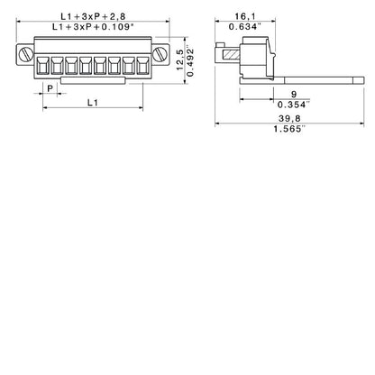 1072230000 - 3.81mm 14-Pole PCB Female Connector with Clamping Yoke  (Pack of 50)