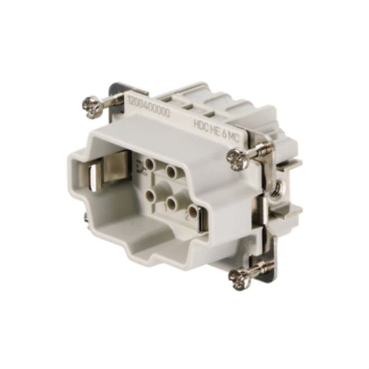 1200400000 - 6-Pole Male Connector, 500V 24A, Crimp Connection, RoHS Certified