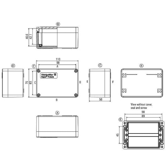 1306000000 - 75mm Black Polyester Enclosure, RoHS & UL Certified