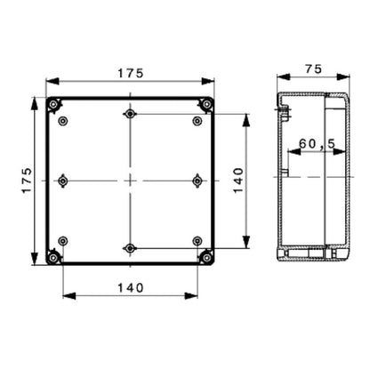 9535370000 - Light Grey Polycarbonate Enclosure 175mm x 175mm x 75mm
