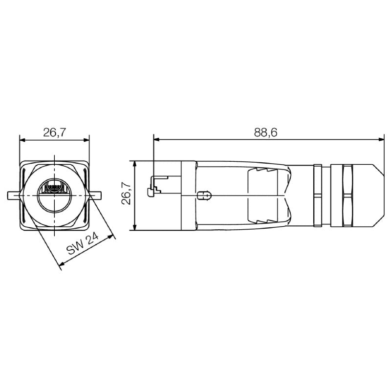 1963110000 - Cat.6A RJ45 Crimp Plug, Variant 5, Diecast Aluminum  (Pack of 10)