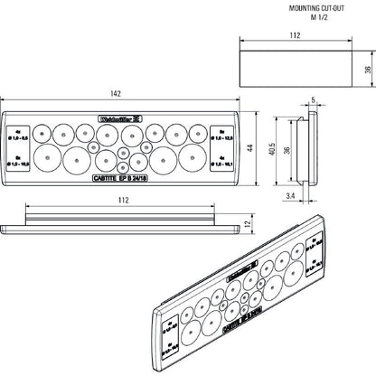 2743660000 - TPE Cable Entry Plate 44mm x 142mm, Grey, IP54  (Pack of 10)