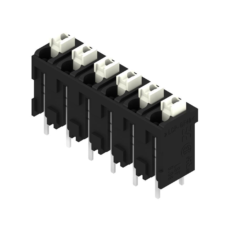 1876170000 - Black 5.08mm PCB Terminal with 6 Poles at 180° Angle  (Pack of 175)
