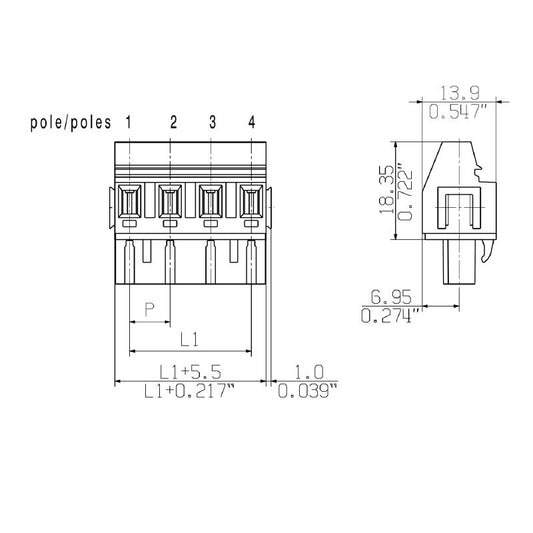 2865210000 - 6-Pole 7.62mm PCB Plug Connector with 90° Clamping  (Pack of 36)