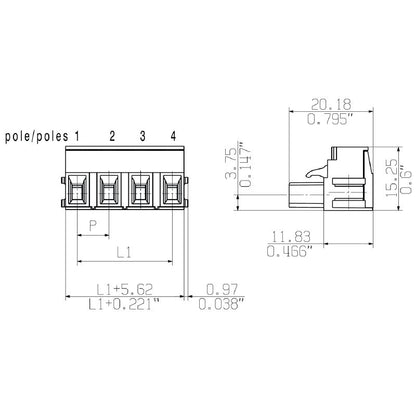 1623390000 - 7.62mm 3-Pole PCB Connector, 180° Orientation  (Pack of 100)
