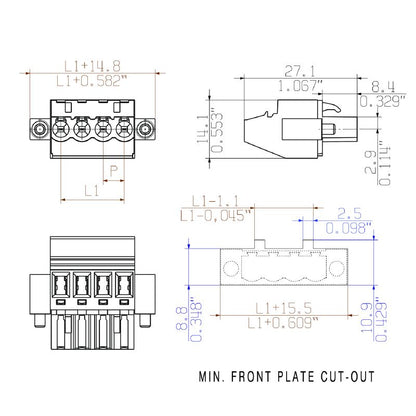 1959580000 - 5.00mm 19-Pole Female PCB Connector with 90-Degree Clamp  (Pack of 12)