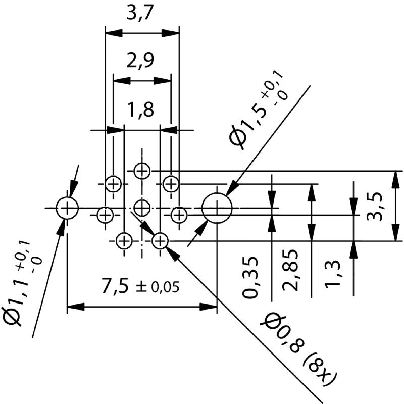 2423310000 - M8 8-Pole Connector with M10 Thread, Nickel-Plated, 9mm Height  (Pack of 25)