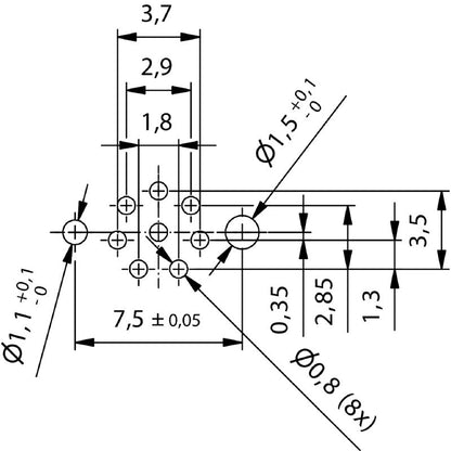2423310000 - M8 8-Pole Connector with M10 Thread, Nickel-Plated, 9mm Height  (Pack of 25)