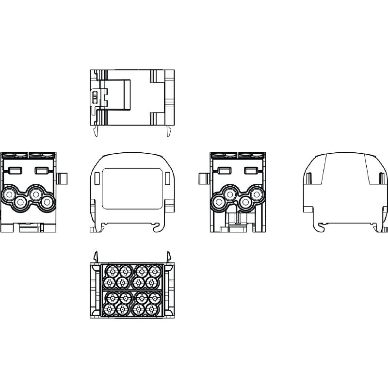 2731260000 - Light Grey 8-Connection Terminal Block, 25 mm², 152 A  (Pack of 2)