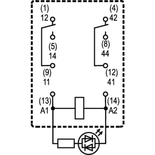 8689850000 - 12V DC Relay with 2 CO Contacts and Test Button  (Pack of 10)