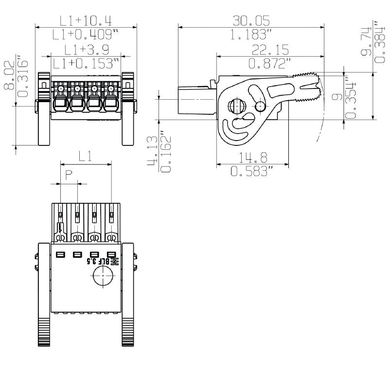 2538120000 - 3.50mm 180° PCB Connector with 13 Poles, PUSH IN Method  (Pack of 30)