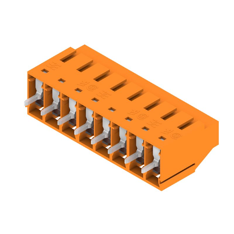 1001760000 - 5mm PCB Terminals, 8 Poles, 90° Orange Clamping Connection  (Pack of 42)