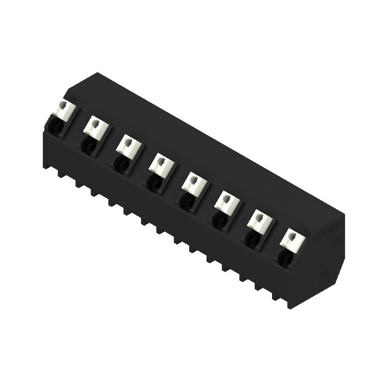 1885010000 - 7.62mm 8-Pole PCB Terminal, Black, 135° Angle Solder  (Pack of 9)
