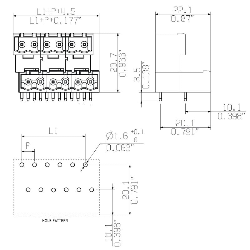 2646770000 - 24-Pole PCB Mount Connector with 90° Elbow and 3.5mm Pins  (Pack of 24)