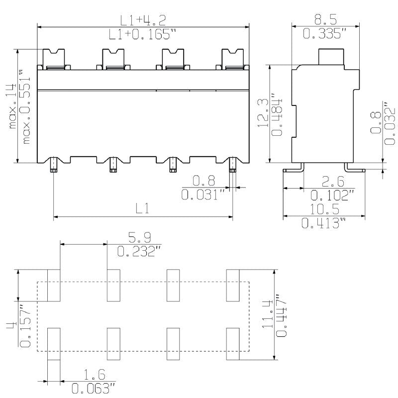 1473850000 - 7.50mm PCB Connector with 3 Poles, 180° Angle  (Pack of 180)