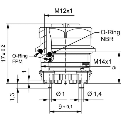 2423470000 - 8-Pole M12 Connector with M14 Mounting for Robust Connectivity  (Pack of 25)