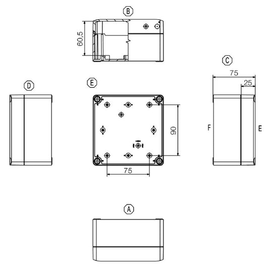 9535240000 - Light Grey 125mm Polycarbonate Enclosure for Versatile Use