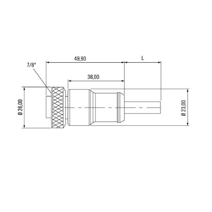 2519450050 - 0.5m PUR Sensor/Actuator Line, 7/8" Connector, 5 Poles