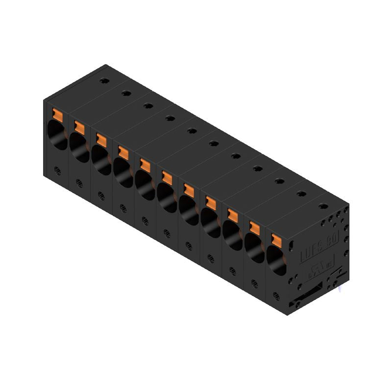 2500540000 - 10mm PCB Terminal, 11-Pole, Black, 90° Orientation  (Pack of 10)