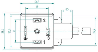 1896990300 - 3m Black PUR Valve Cable with Design A Plug