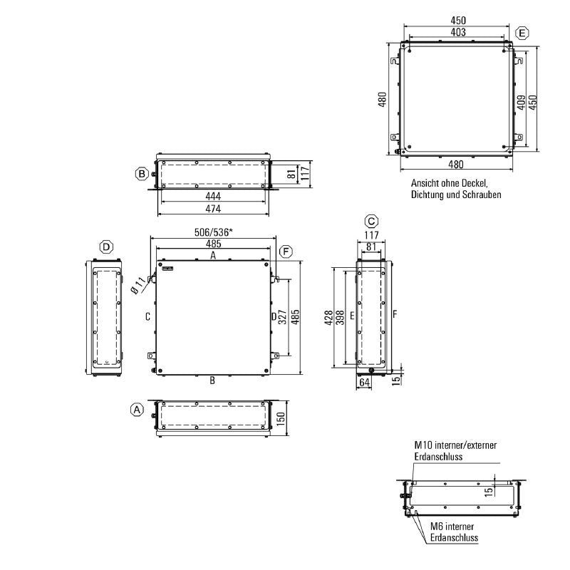 1196230000 - Stainless Steel Terminal Box 480mm x 480mm x 150mm