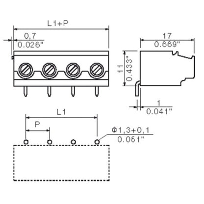 1753910000 - 7.62mm PCB Terminal, Dual Pole, 180° Orientation, 4.5mm Pins  (Pack of 100)