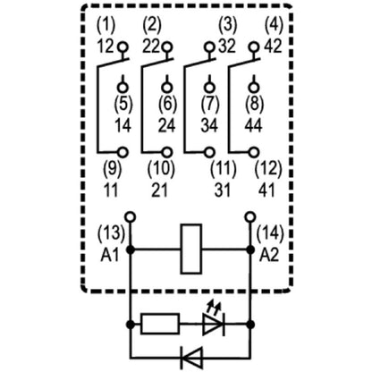 8957180000 - 48V DC Relay, 4 CO Contacts, Plug-In & Test Button  (Pack of 10)