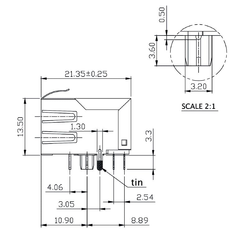 2563850000 - Durable PCB RJ45 Transformer Jack with 8 Poles and 750 Cycles  (Pack of 120)