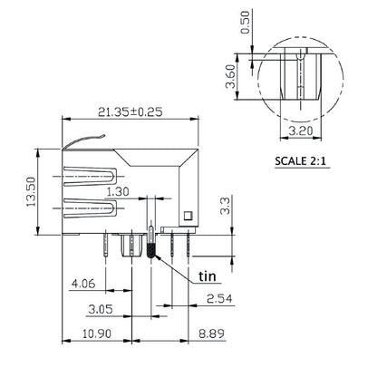 2563850000 - Durable PCB RJ45 Transformer Jack with 8 Poles and 750 Cycles  (Pack of 120)