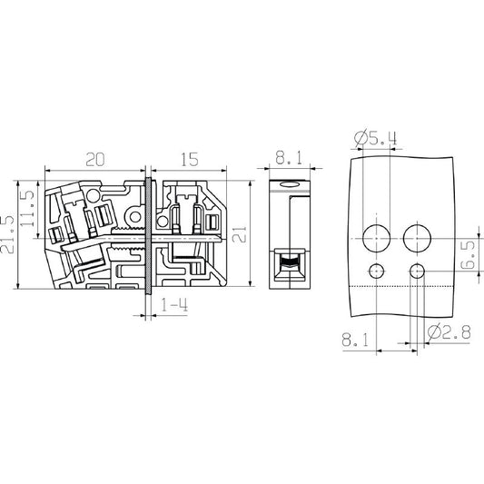 1936540000 - 4 mm² Green/Yellow Terminal Block for Direct Mounting  (Pack of 50)