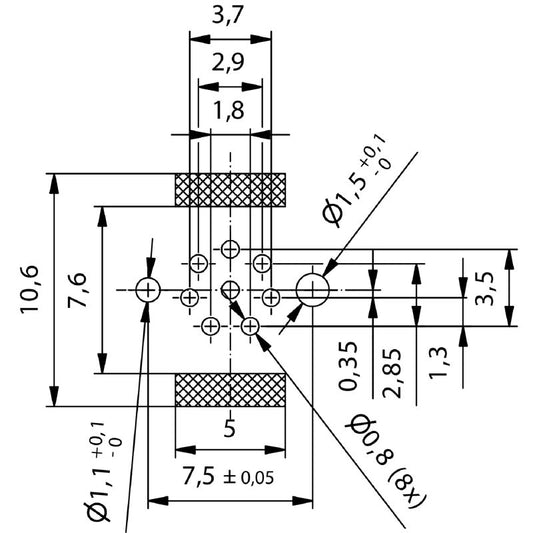 2423370000 - M8 8-Pole Built-in Connector with M10 Mounting Thread  (Pack of 25)