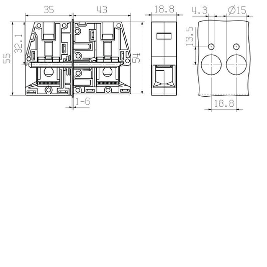 2427640000 - Durable 50mm² Feed-Through Terminal, Operates -50°C to 120°C  (Pack of 10)