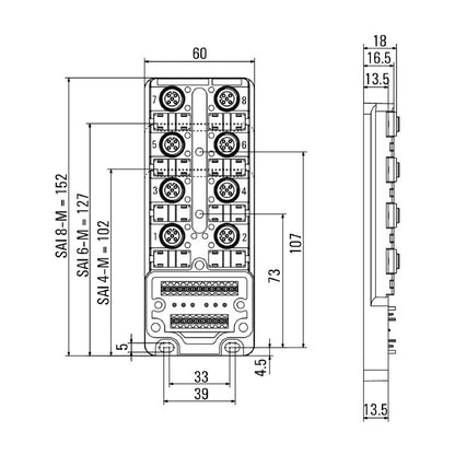 1766781000 - M12 IDC Hood Distributor with LED, 30V, Pack of 2  (Pack of 2)