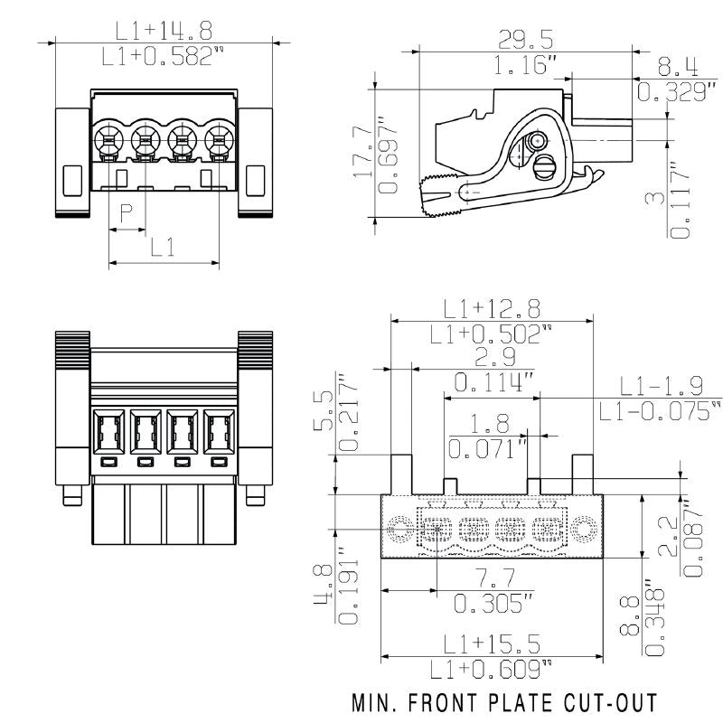 1961180000 - 5mm PCB Female Connector, 3 Poles, 90° Field Connection  (Pack of 72)