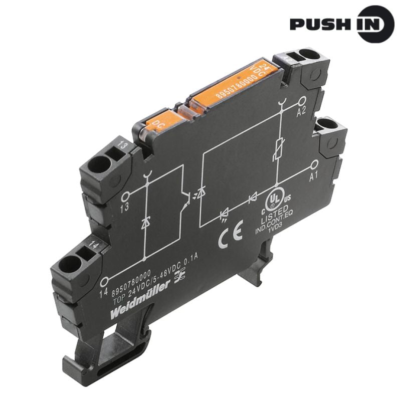 8950880000 - 120VAC Solid-State Relay, 48VDC, 0.1A, Push-In Connection  (Pack of 10)