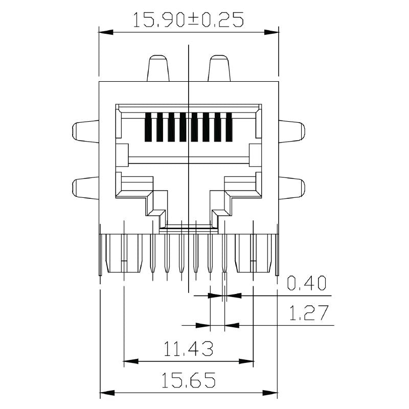2564440000 - 90° RJ45 Transformer Jack for PCB, 750 Cycles, 1000 Mbps  (Pack of 200)