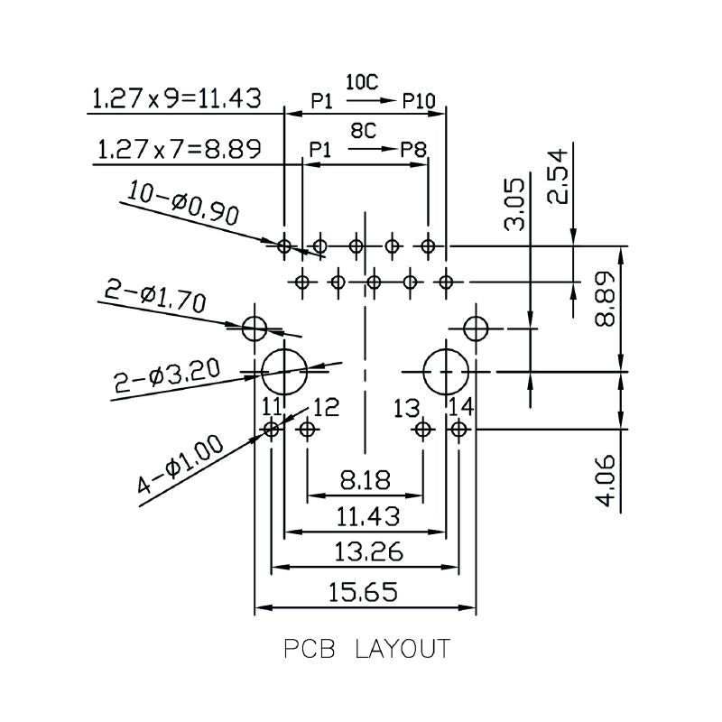 2544510000 - 90° RJ45 Transformer Jack with 10 Poles, Nickel Shield  (Pack of 120)