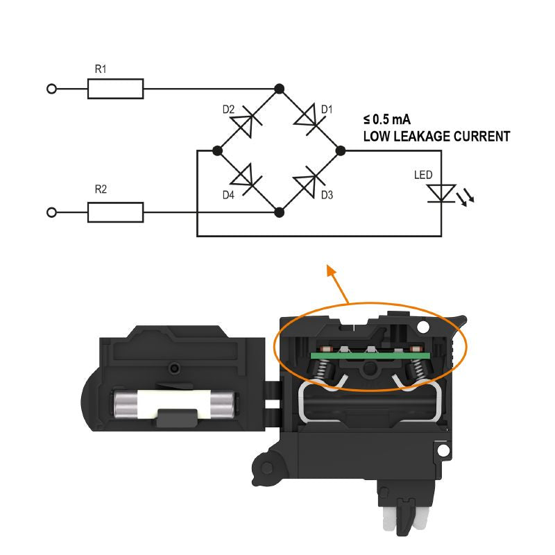 2898800000 - Black Push-In Fuse Terminal for TS 35 Rail, 6.3A Rating  (Pack of 50)