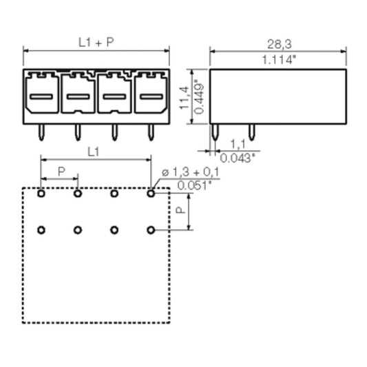 2754130000 - 7.62mm 6-Pole Black PCB Connector with THT Solder Pins  (Pack of 36)
