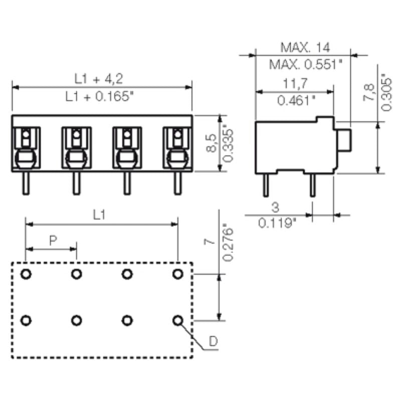 1824960000 - 3-Pole 90° PCB Terminal with 3.5mm Solder Pins, Black Tube  (Pack of 28)