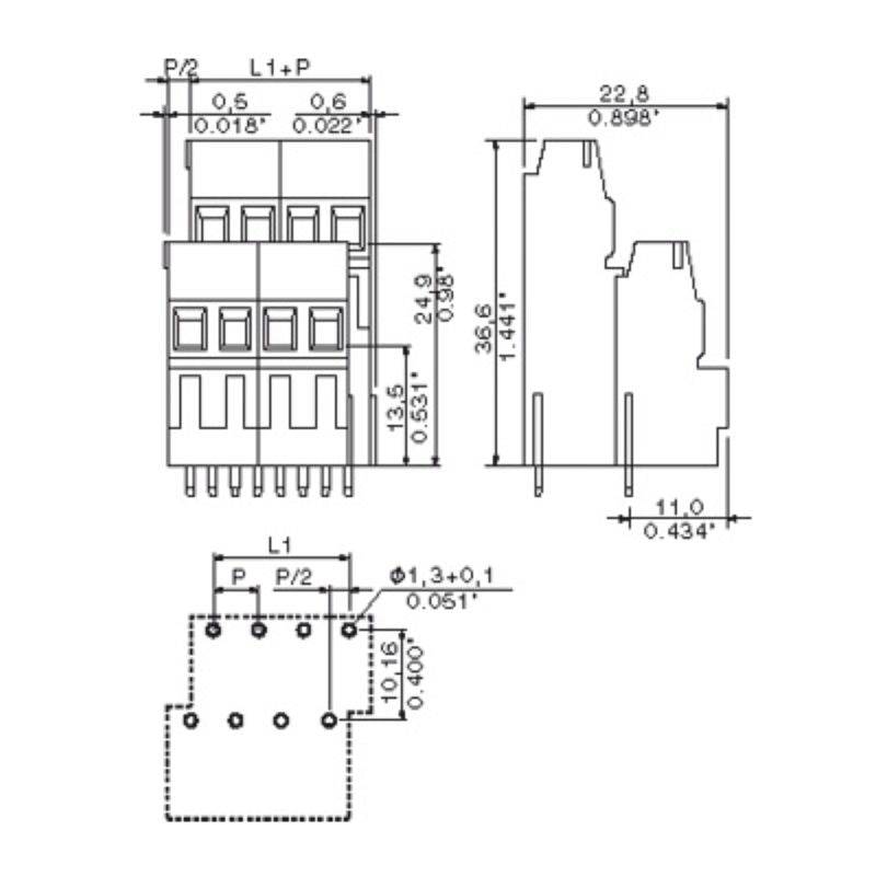 1769310000 - 5.08mm PCB Terminal, 18 Poles at 90°, RoHS Compliant  (Pack of 20)
