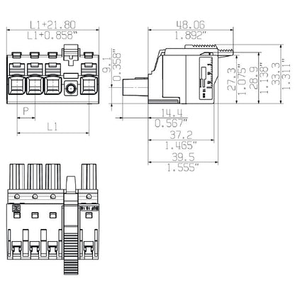 2897310000 - 10.16mm Female PCB Connector with 4 Poles, 180° Orientation  (Pack of 20)